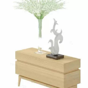 Beige Wood Entrance Cabinet 3d model