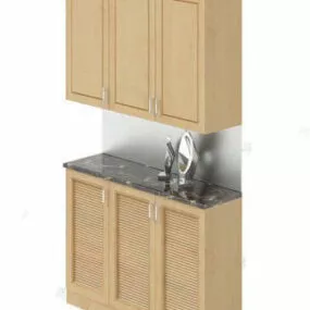 Beige Wooden Cabinet 3d model