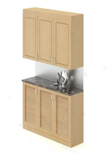 Beige Wooden Cabinet 3d model Beige Wooden Cabinet 3d model