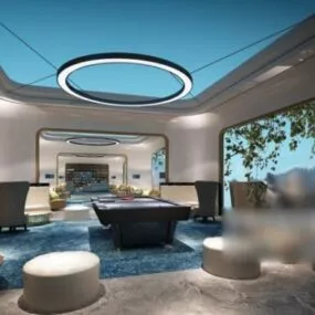Billiard Room Interior Scene 3d model