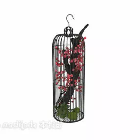 Birdcage With Decorative Branches 3d model