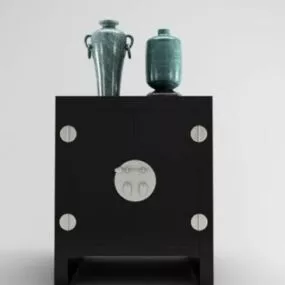 Chinese Black Nightstand 3d model