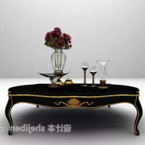 Black Wood European Coffee Table 3d model