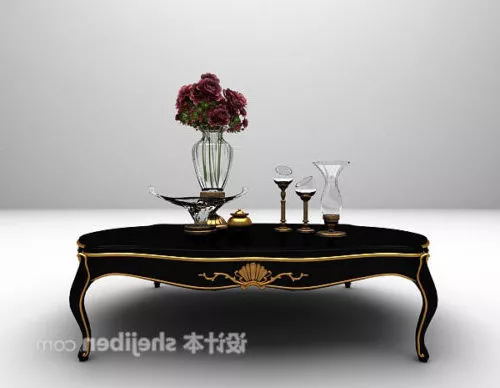 Black Wood European Coffee Table 3d model Black Wood European Coffee Table 3d model