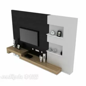 Minimalist Tv Wall Black White 3d model