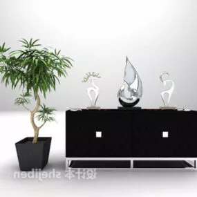 Black Wood Tv Cabinet 3d model