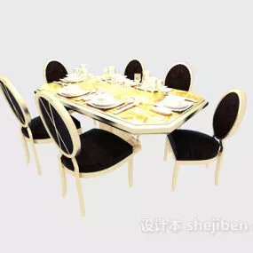 Black And White Dining Table 3d model