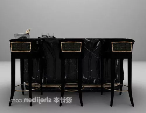Black Bar With Bar Table Chair 3d model Black Bar With Bar Table Chair 3d model