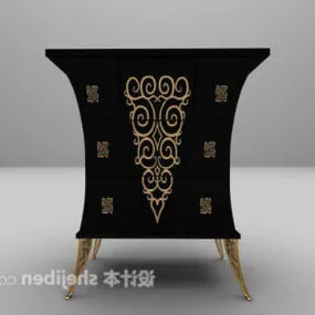 Antique Black Entrance Cabinet Large 3d model