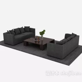 Black Modern Sofa Coffee Table Set 3d model