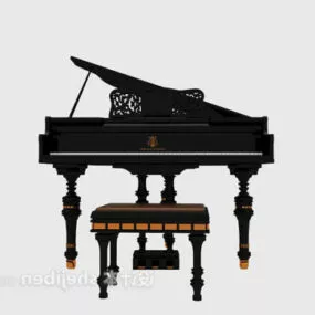 Black Classical Piano 3d model
