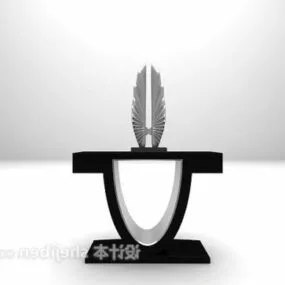 Black Modern Console With Art Decorative 3d model