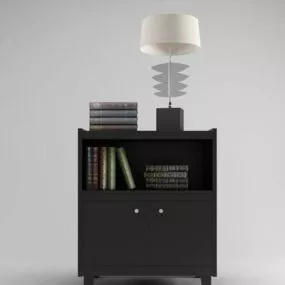 Black Side Cabinet With Lamp 3d model