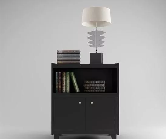 Black Side Cabinet With Lamp 3d model Black Side Cabinet With Lamp 3d model