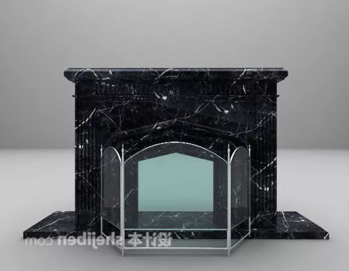 Elegant Stone Fireplace With Fire 3d model