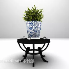 Black Flower Rack Wooden 3d model