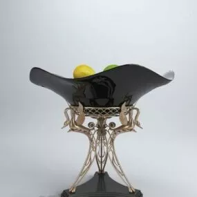 Black Fruit Plate 3d model