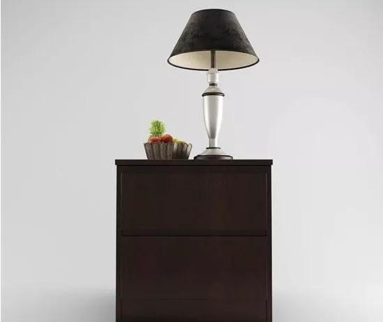 Black Bedside Table With Table Lamp 3d model Black Bedside Table With Table Lamp 3d model