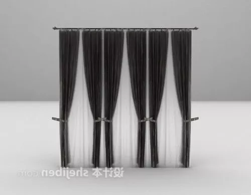 Grey Curtain Two Layers 3d model
