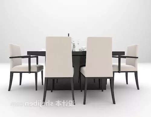 Black Table With High Back Chair 3d model Black Table With High Back Chair 3d model
