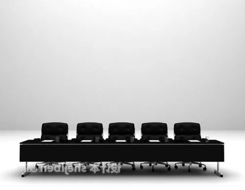 Black Single Row Conference Table 3d model Black Single Row Conference Table 3d model