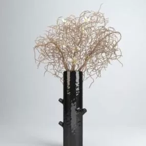 Black Vase Ornament Floral Plant 3d model