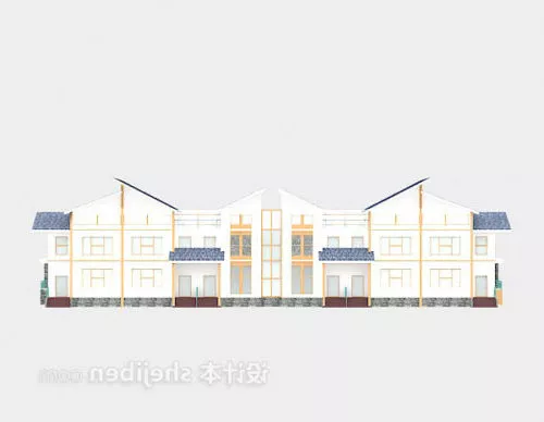 White Large Villa 3d model White Large Villa 3d model