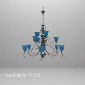 Blue Glass Vintage Chandelier 3d model