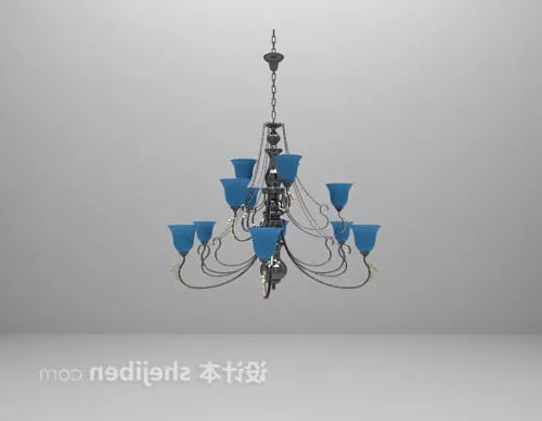 Blue Glass Vintage Chandelier 3d model Blue Glass Vintage Chandelier 3d model