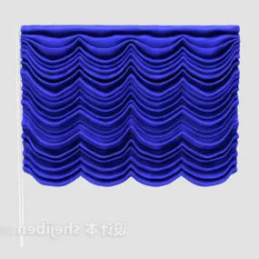 Blue Pleated Curtain 3d model