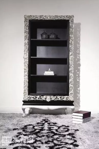 Wood Bookcase At Corner 3d model