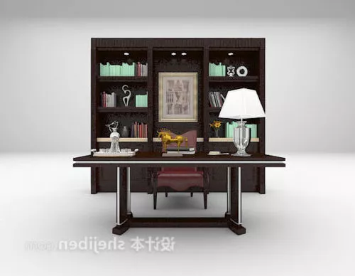 Bookcase With Table Combination 3d model Bookcase With Table Combination 3d model