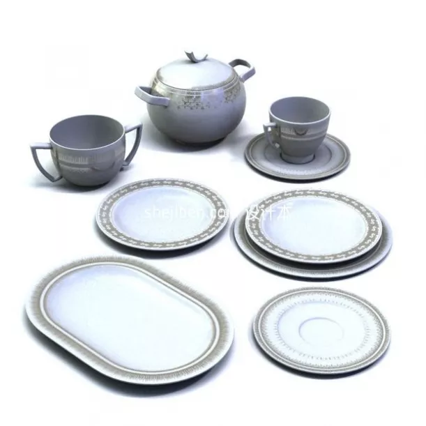 Porcelain Cup Lines Texture 3d model