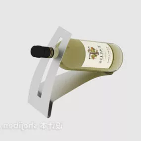 Wine Bottle With Stainless Steel Stand 3d model