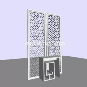 Partition With Desk 3d model