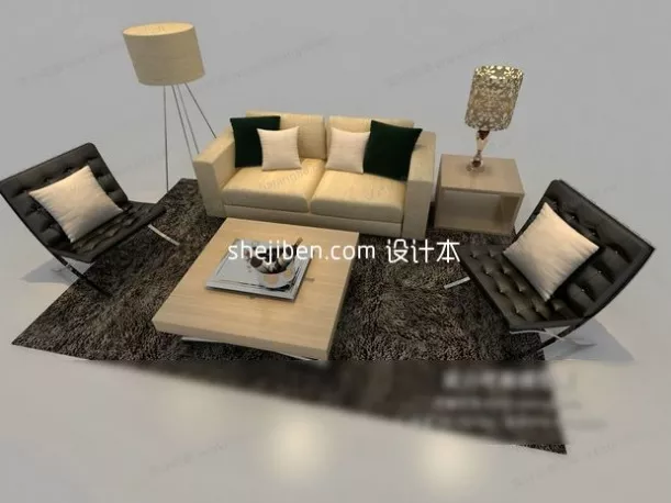 Elegant Sofa Two Seats 3d model