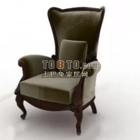 Brown Leather Sofa European Antique Style 3d model