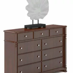 Brown Entrance Cabinet With Art Decorative 3d model