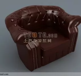 Leather Single Chair Brown Color 3d model