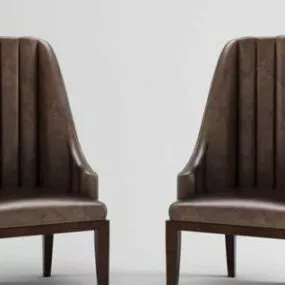 Brown Leather Single Chair 3d model