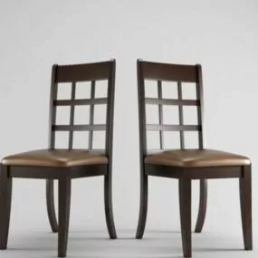 Brown Leather Top Single Chair 3d model