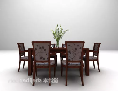 Brown Table Dinning Room Combination 3d model Brown Table Dinning Room Combination 3d model