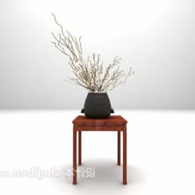 Brown Wood Rack Console Table 3d model
