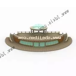 Square Landscape Building 3d model