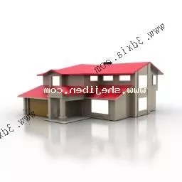 Red Roof House Building 3d model