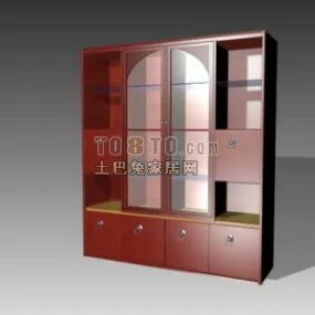 Cabinet Furniture Red Wood Cabinet 3d model