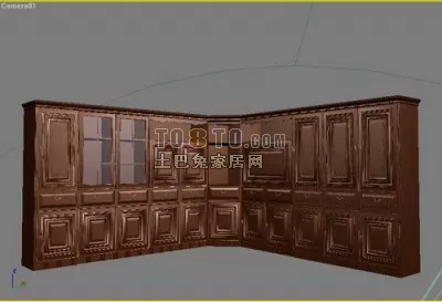 Wood Bedside Table With Wheels 3d model