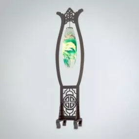 Chinese Wooden Floor Lamp 3d model