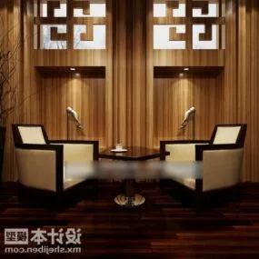 Elegant Modern Coffee Armchair With Table 3d model