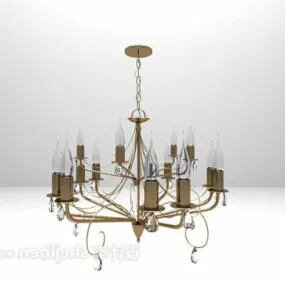 Brass Candlestick Chandelier 3d model